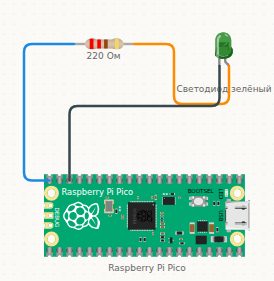 Схема подключения: Pico: мигание на MicroPython